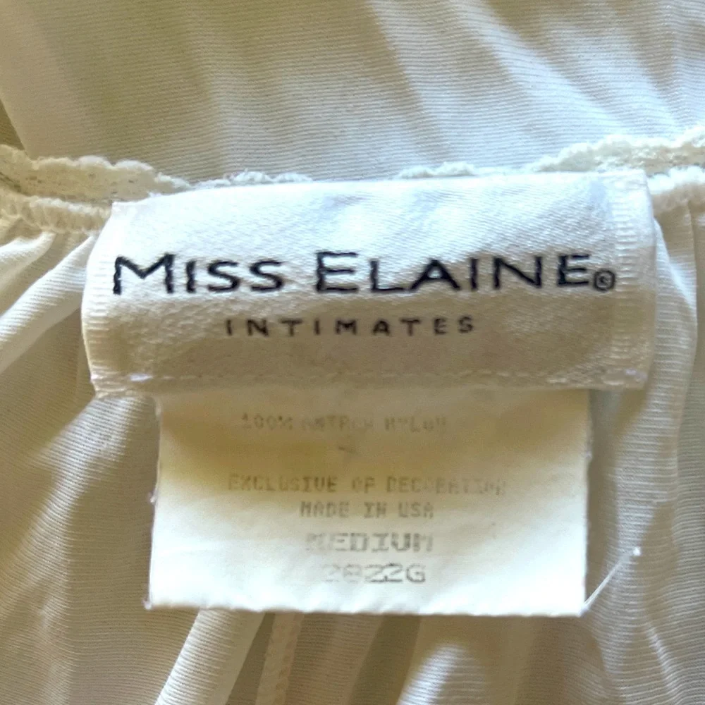 Miss Elaine Vintage Nightgown Embroidered Floral Lace Trim Sleeveless‎ White M - Picture 4 of 7
